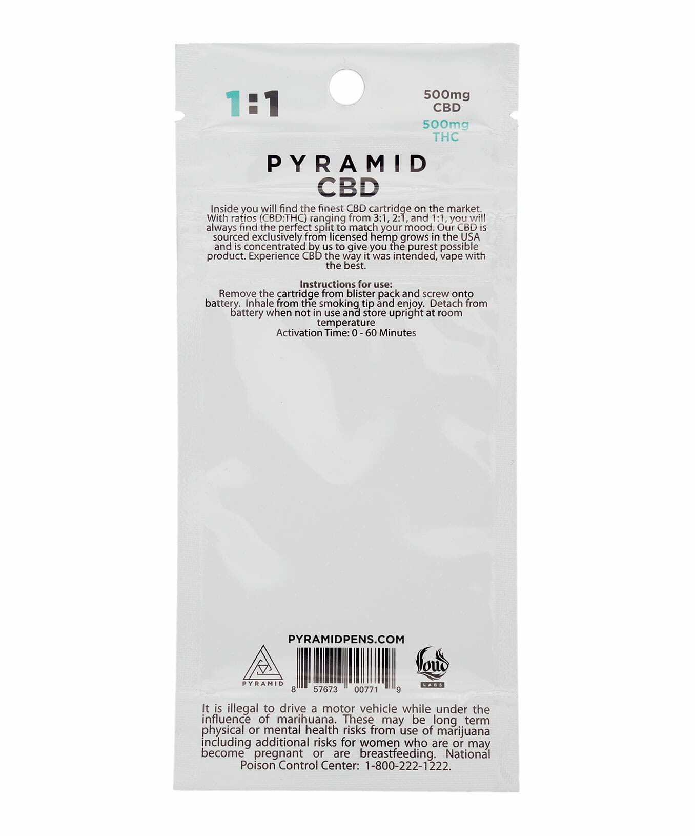 1:1 Pyramid CBD/THC cartridge