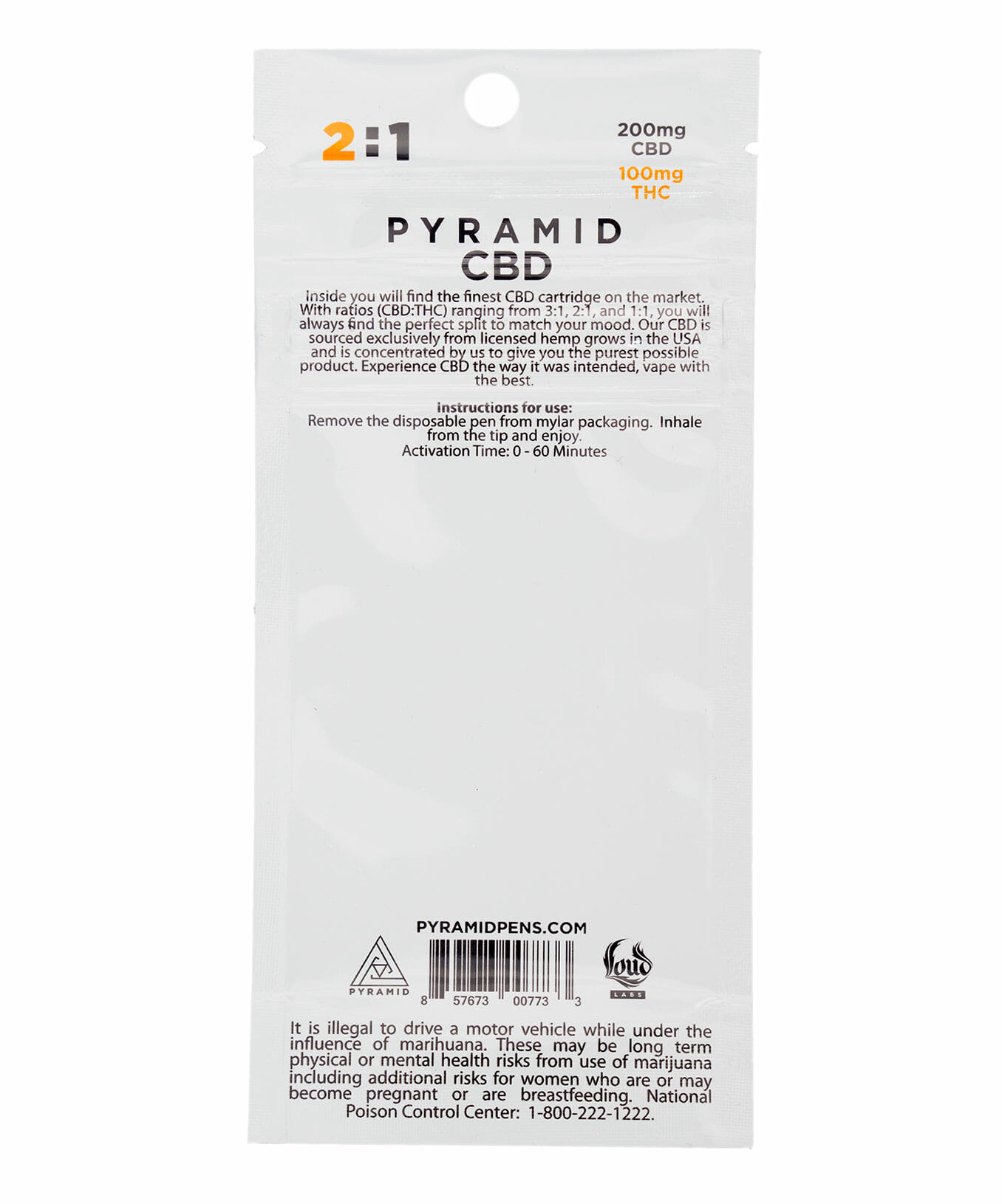 Pyramid CBD/THC 2:1 cartridge