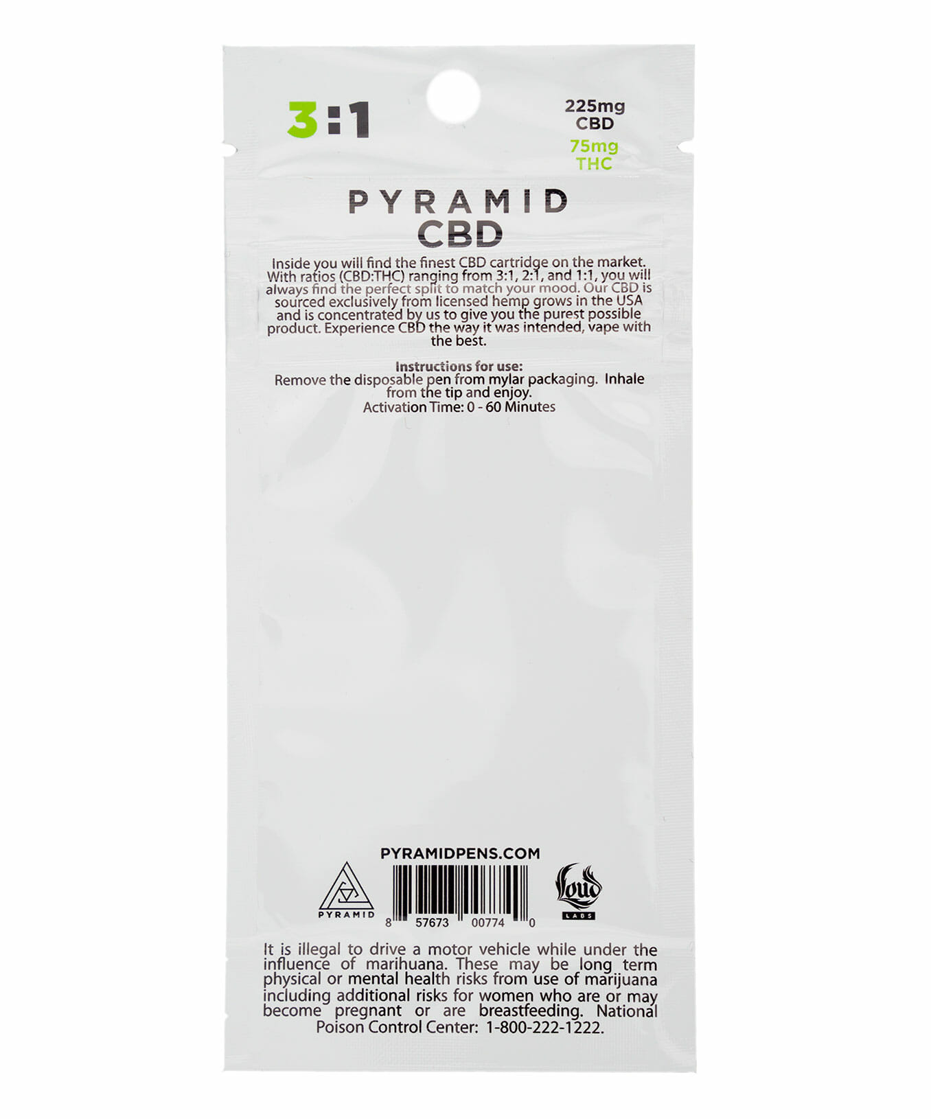 3:1 Pyramid CBD/THC cartridge