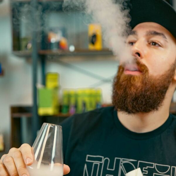 Taking a hit from Loov Multi-Purpose Tabletop Cannabis Vaporizer