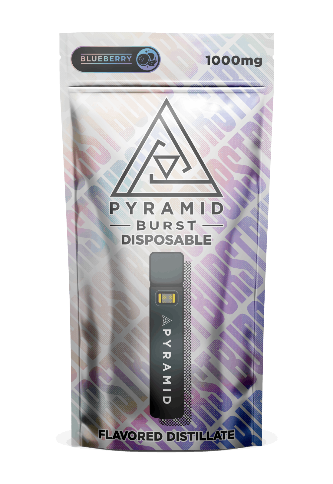 Pyramid_Burst_Blueberry_1000mg_Disposable Pyramid Burst 1000mg disposable vape - blueberry flavored distillate