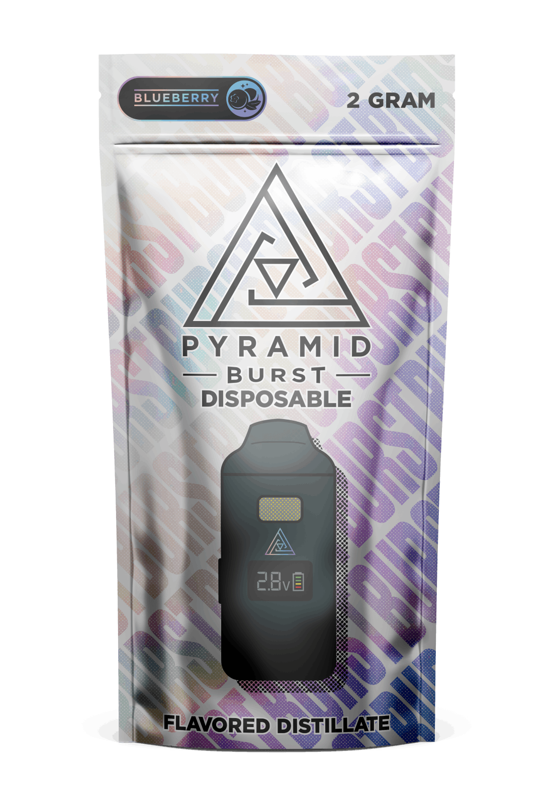 Pyramid_Burst_Blueberry_2G_Disposable Pyramid Burst disposable 2G weed vape - blueberry flavored distillate