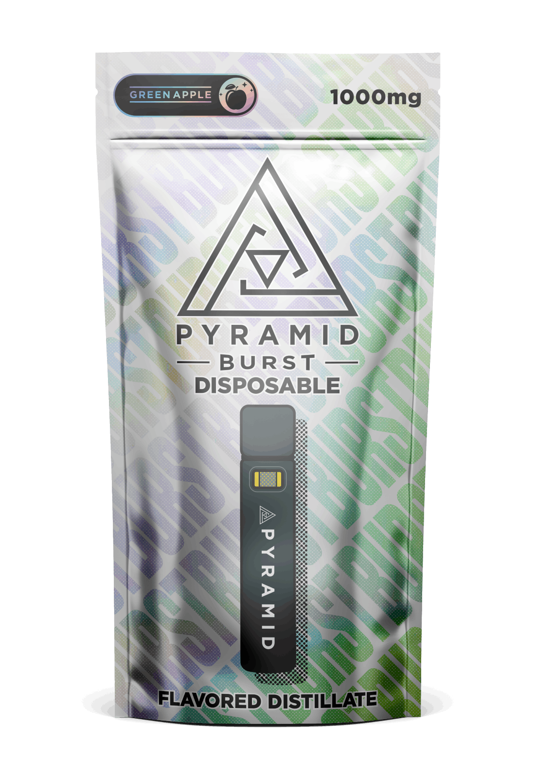 Pyramid_Burst_GreenApple_1000mg_Disposable Pyramid Burst 1000mg disposable vape - green apple flavored distillate