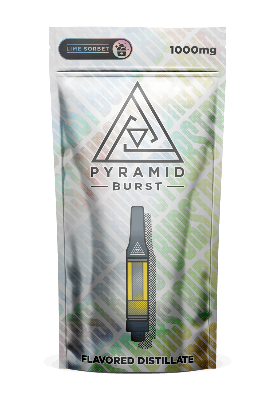 Pyramid_Burst_LimeSorbet_1000mg Pyramid Burst 1000mg hemp oil cartridge - lime sorbet flavor
