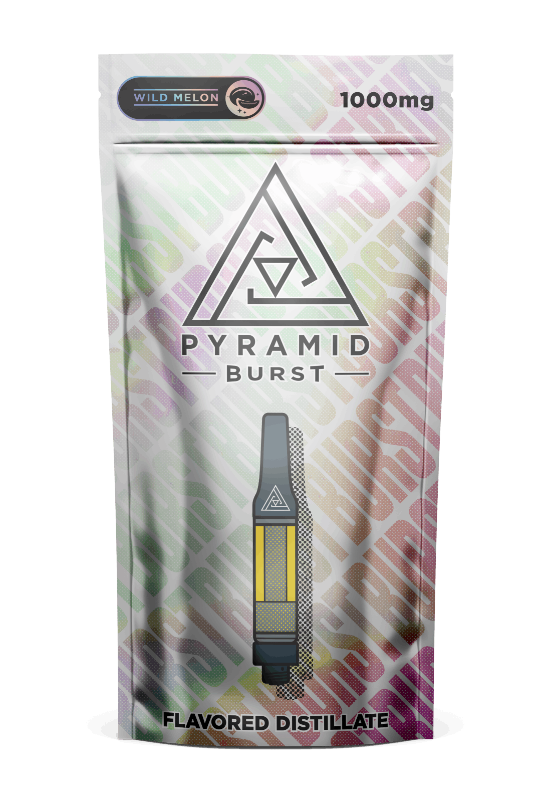 Pyramid_Burst_WildMelon_1000mg Pyramid Burst 1000mg cannabis oil cartridge - wild melon flavor