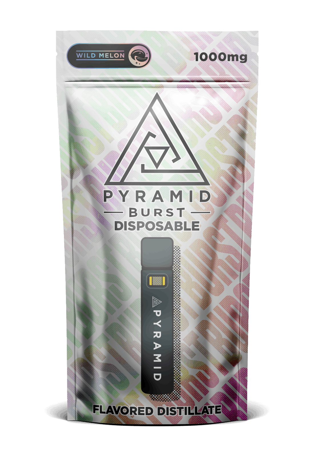 Pyramid Burst 1000mg disposable cannabis vape - wild melon flavor