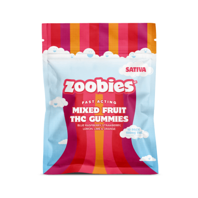 Zoobies Delta 9 THC sativa mixed fruit gummies - fast acting