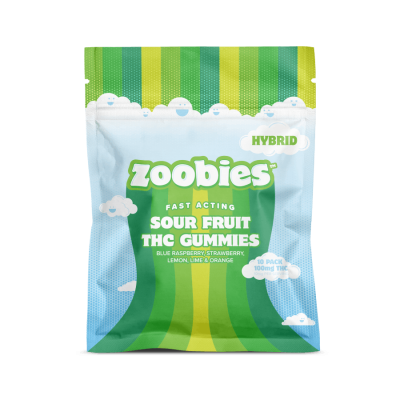 Zoobies Delta 9 THC hybrid sour fruit gummies - fast acting