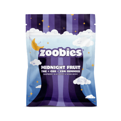 Zoobies CBD, Delta 9 THC gummies - midnight fruit enhanced with CBN